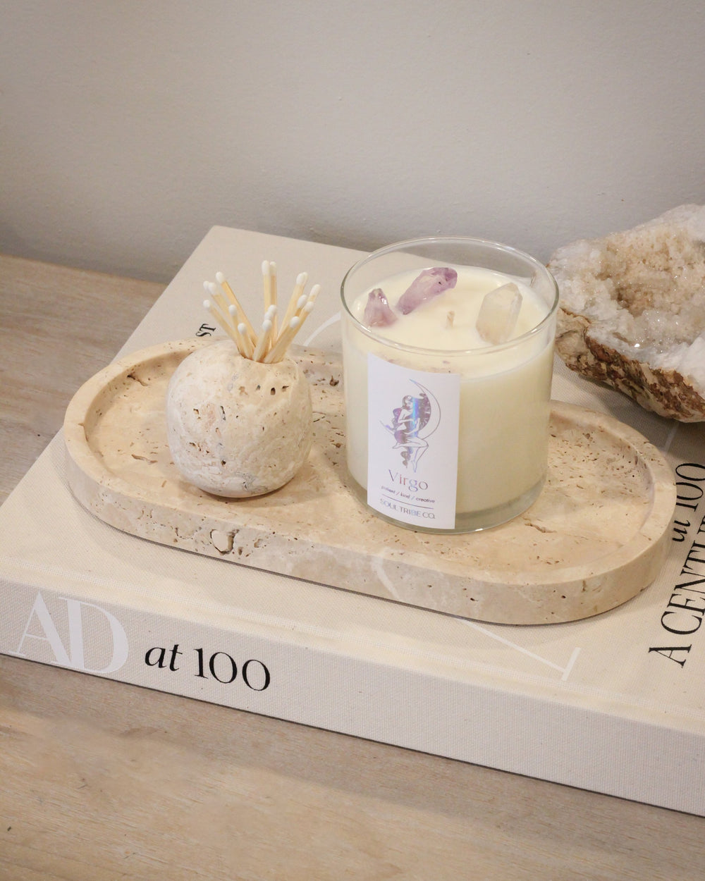 Beautiful Virgo season candle – crystal candle for Virgo sign astrology lovers Virgo Candle - Soul Tribe Co.