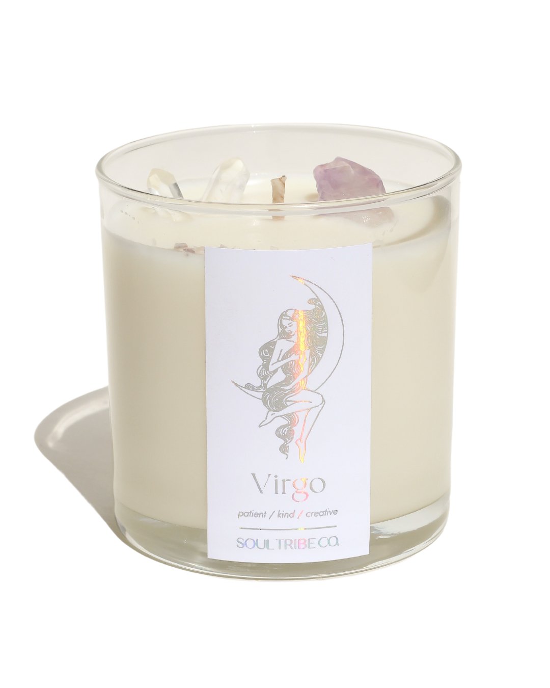 Virgo Candle - Soul Tribe Co. Handmade Virgo birthday candle with crystals– astrology gift idea