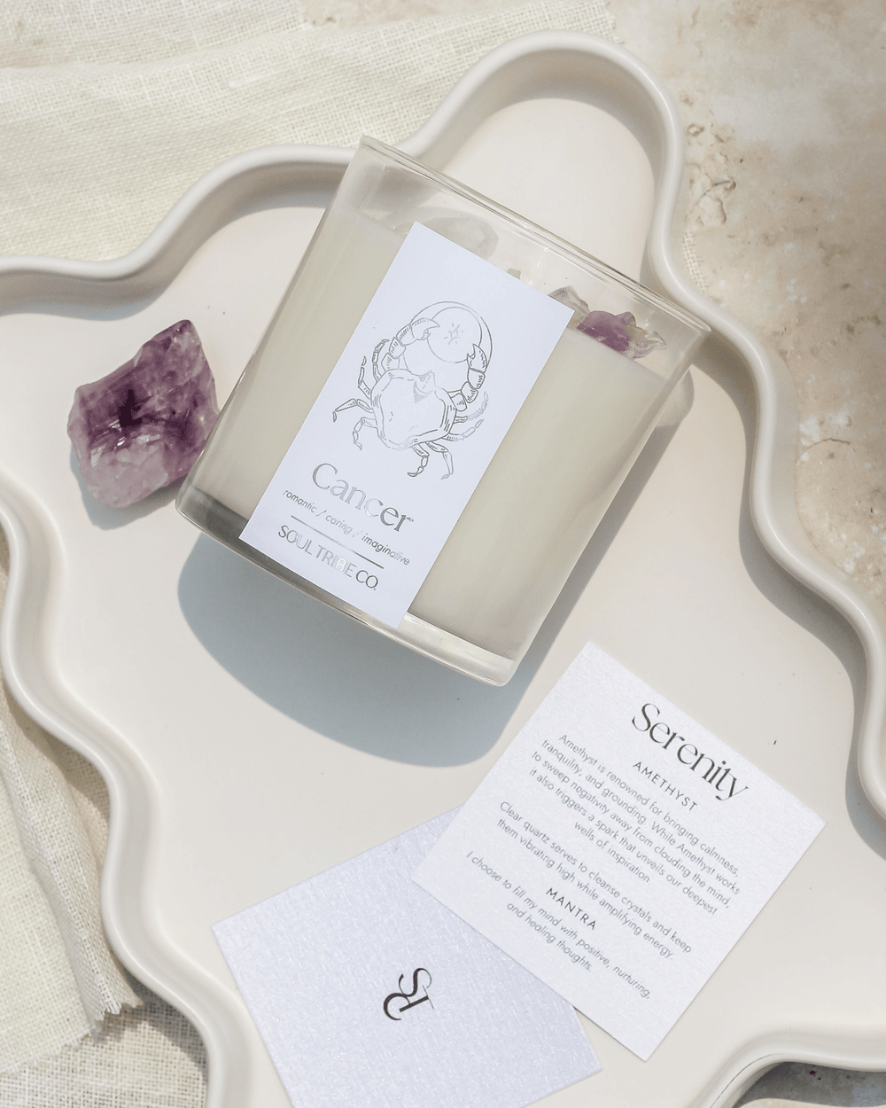 Cancer Zodiac Crystal Candle - Soul Tribe Co.