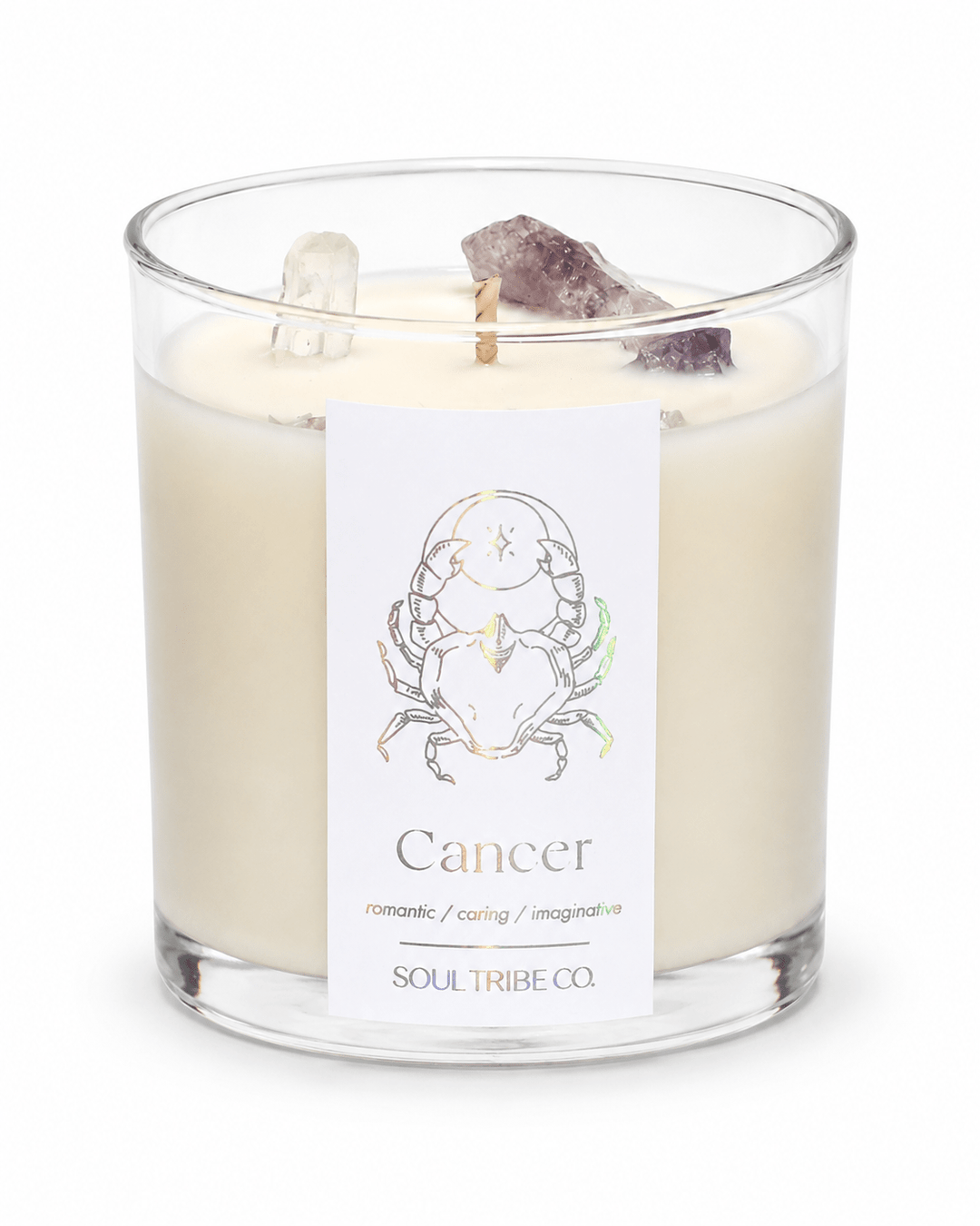 Cancer Zodiac Crystal Candle - Soul Tribe Co.