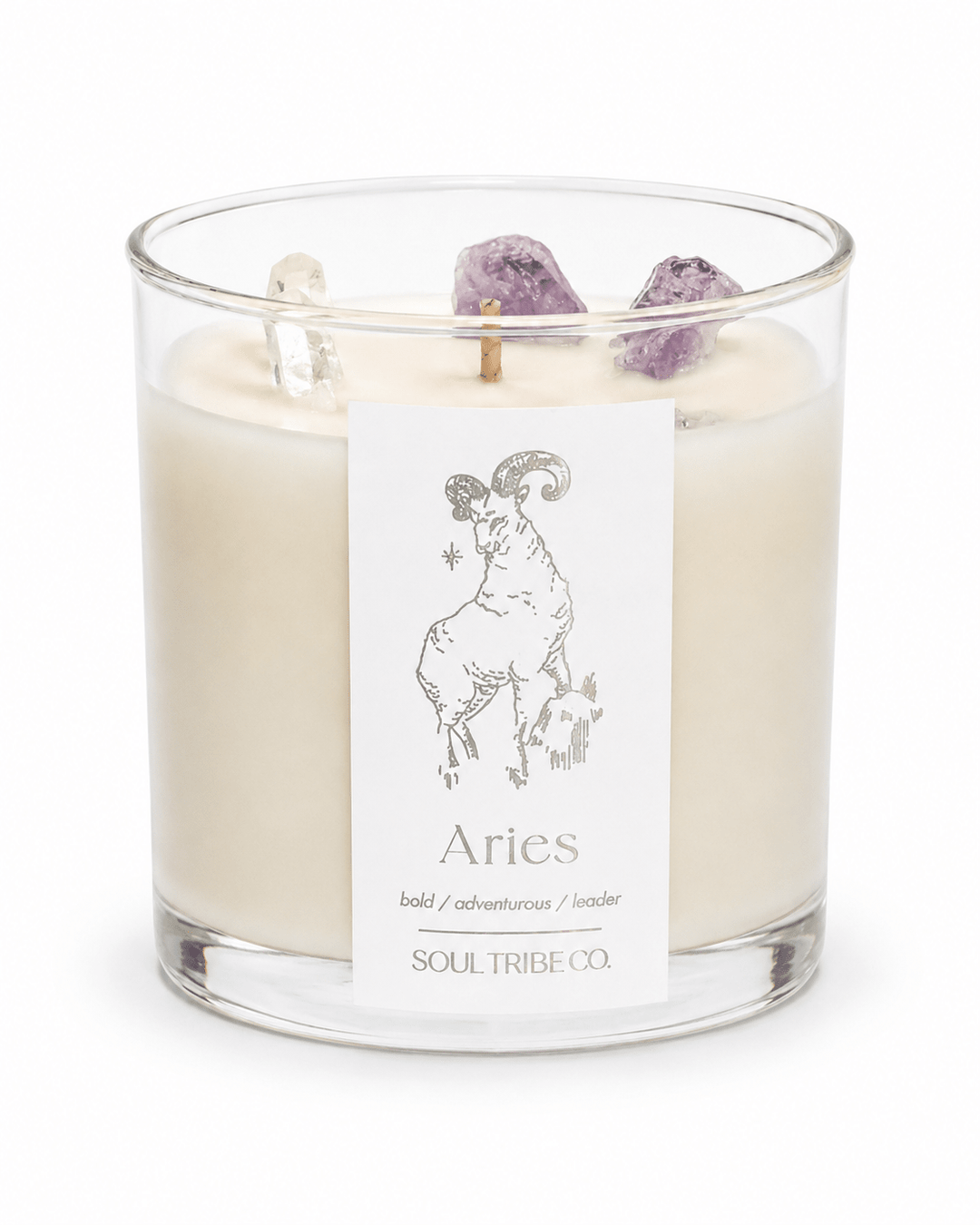 Aries Zodiac Crystal Candle - Soul Tribe Co.