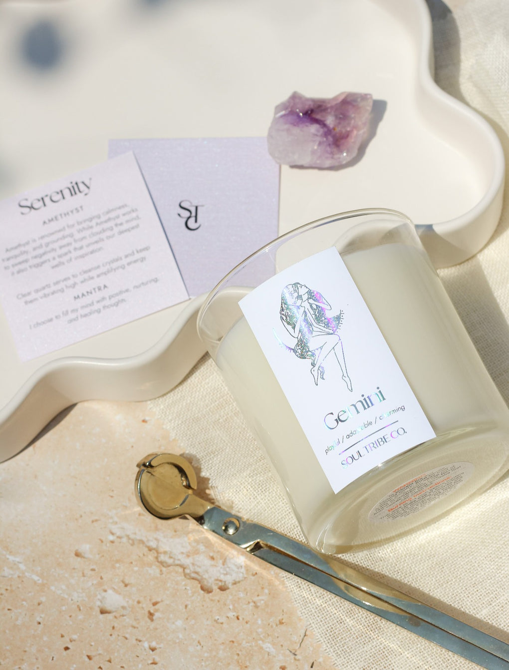 Gemini Zodiac Crystal Candle - Soul Tribe Co.
