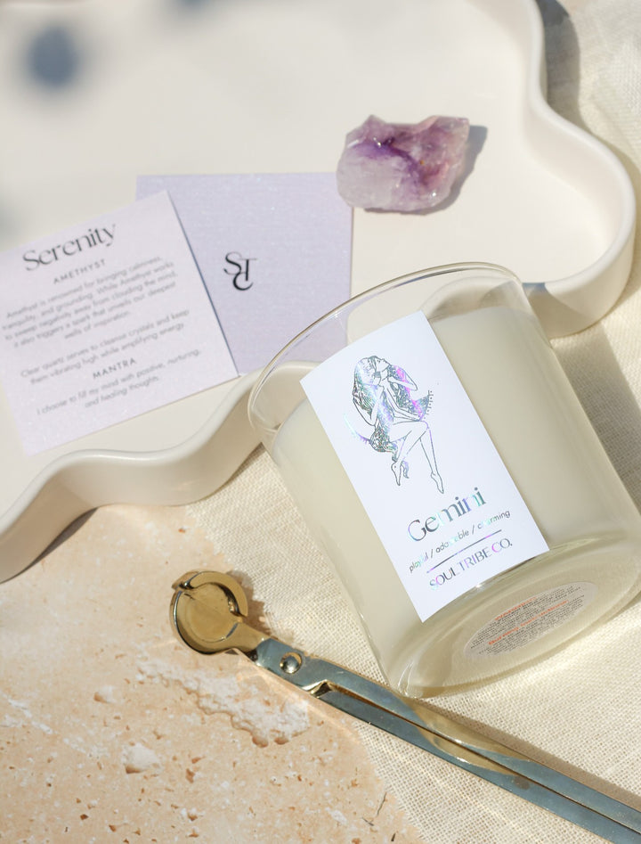 Gemini Zodiac Crystal Candle - Soul Tribe Co.